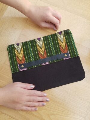 Mali purse in handwoven fabric and cotton canvas (Upcycled) - Image 2