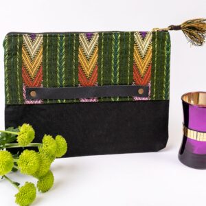 Mali purse in handwoven fabric and cotton canvas (Upcycled)