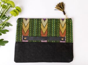 Mali purse in handwoven fabric and cotton canvas (Upcycled) - Image 5