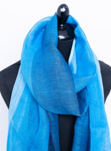 Colour block blue Linen Scarf