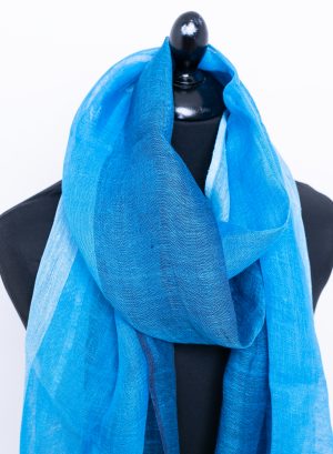 Colour block blue Linen Scarf