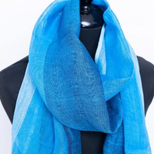 Colour block blue Linen Scarf