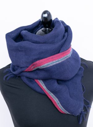 Navy blue linen scarf