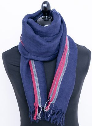 Navy Blue Linen Scarf - Image 4