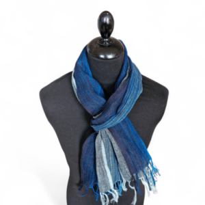Blue Striped scarf handwoven in a handloom