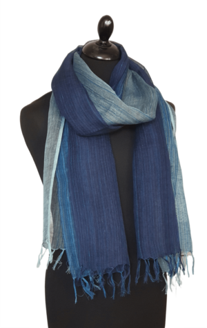 Pure Linen Scarf in tonal blue