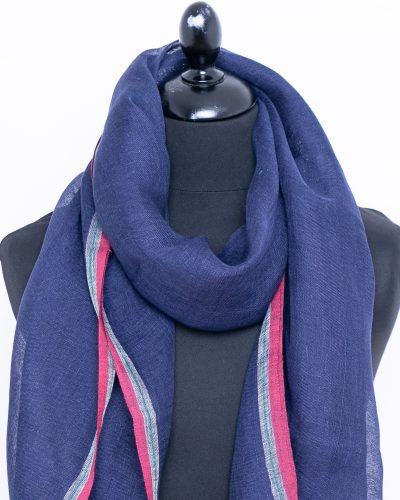 Navy blue linen scarf