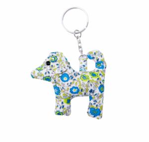 Fabric Dog keyring on a stick