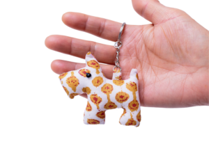 Scottie dog fabric keyring