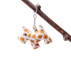 Scottie dog fabric keyring
