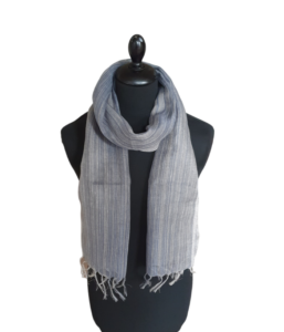 Striped Grey Linen Scarf