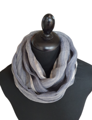 Grey Linen Striped Scarf Unisex - Image 9