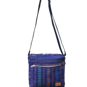 Dark blue woven cotton crossbody bag